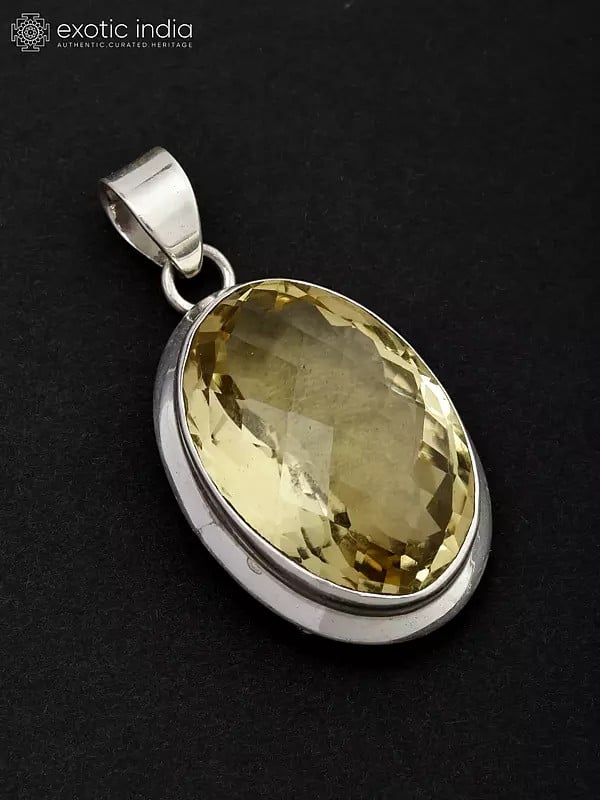 Oval Shape Faceted Lemon Topaz Pendant