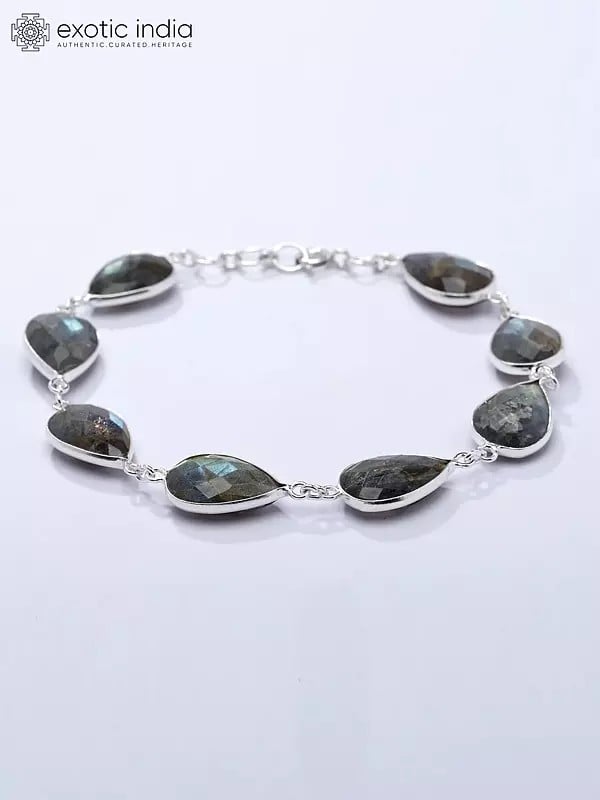 Pear Shaped Faceted Labradorite Bracelet