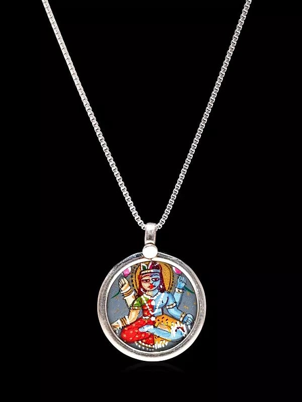 Hand-Painted Ardhanarishvara (Shiva Shakti) Pendant