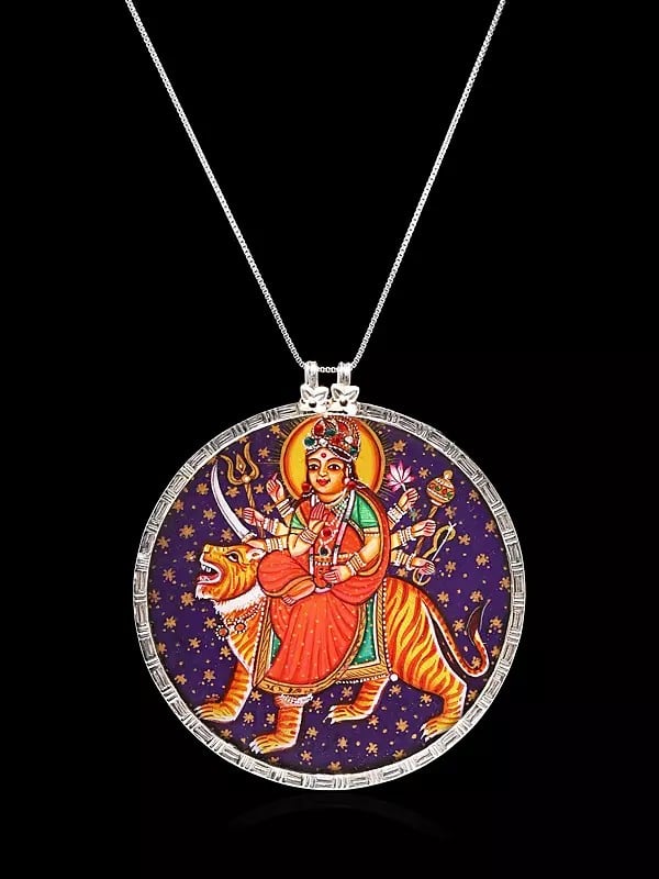 Round Shape Goddess Durga Pendant