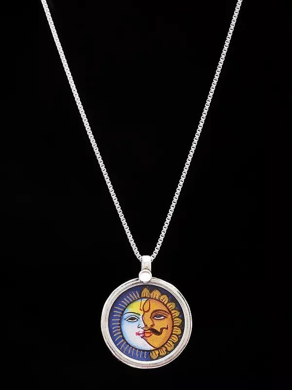 Hand-Painted Moon and Sun Pendant