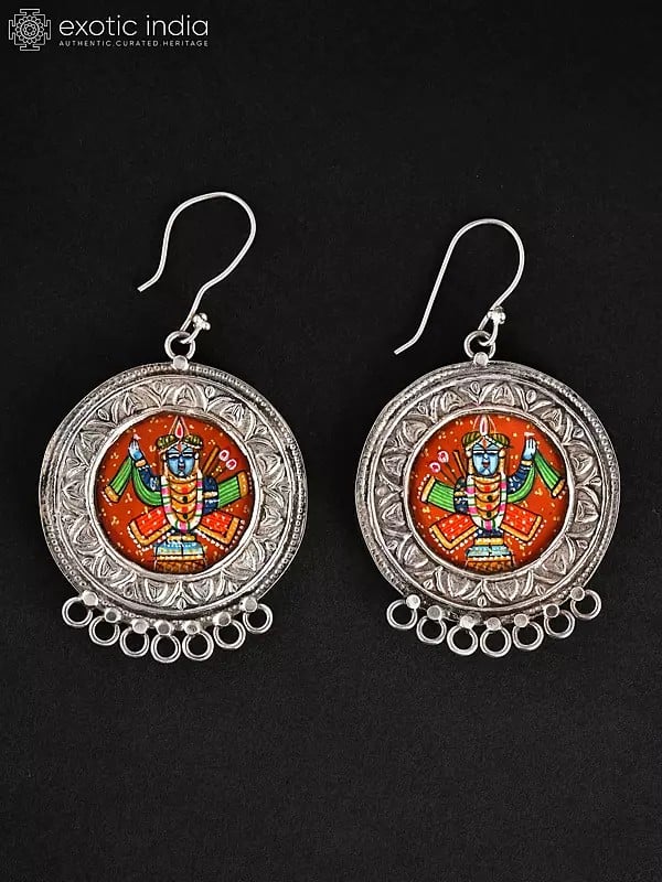 Hand-Painted Shrinathji Hook Earrings