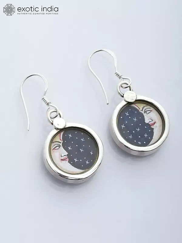 Sterling Silver Earrings with Moon and Stars