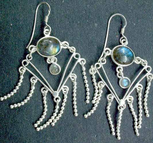Labradorite Ear Rings with sterling balls