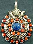 Lapis Coral Flower Pendant