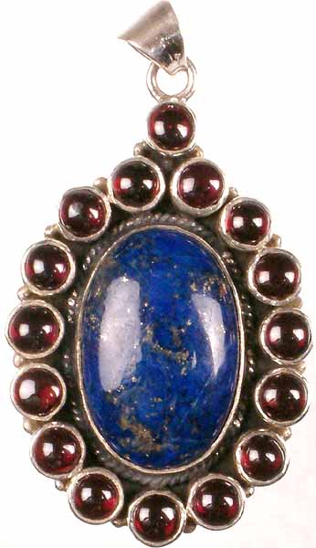 Lapis Lazuli Oval with Garnet