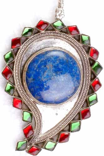 Lapis Lazuli Pendant with Cut Glass