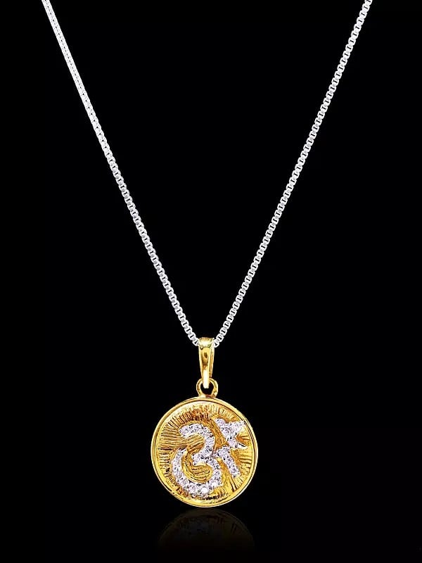 Round Shape OM (AUM) Pendant with Cubic Zirconia