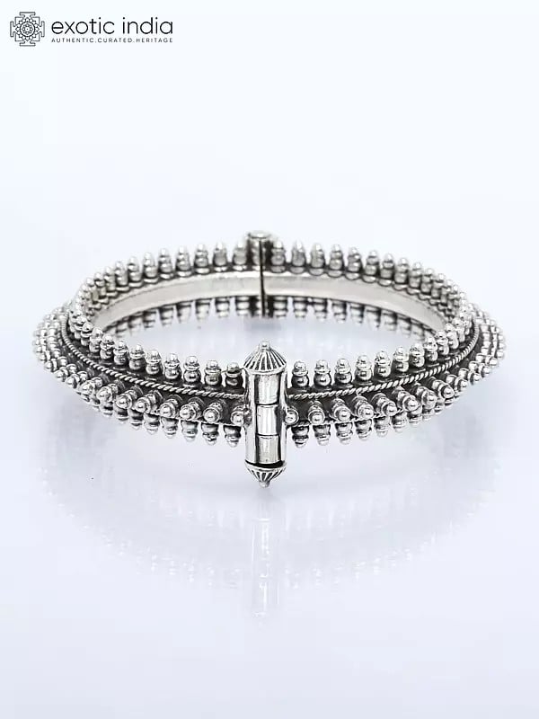 Openable Sterling Silver Bangle with Spikes