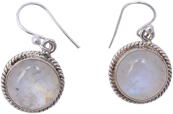Rainbow Moonstone Earrings with Filigree Design