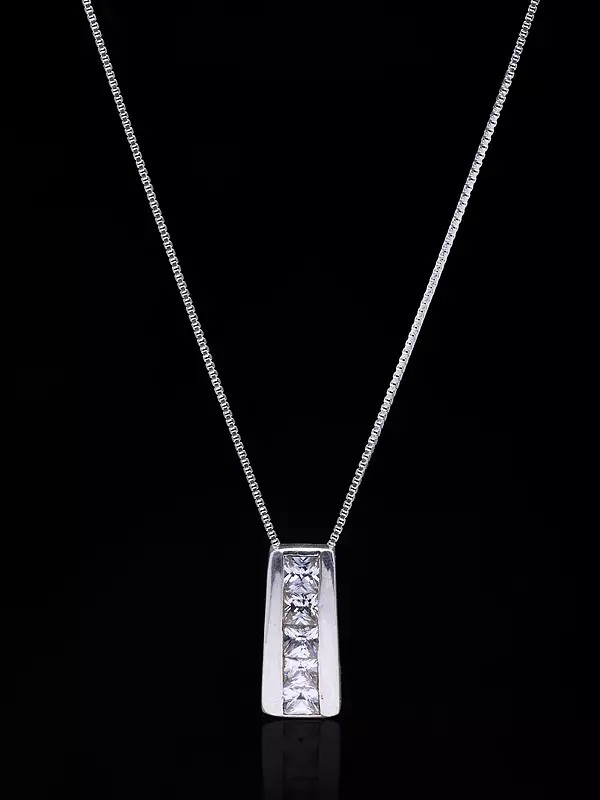 Sterling Silver Pendant with Vertical Cubic Zirconia Stones