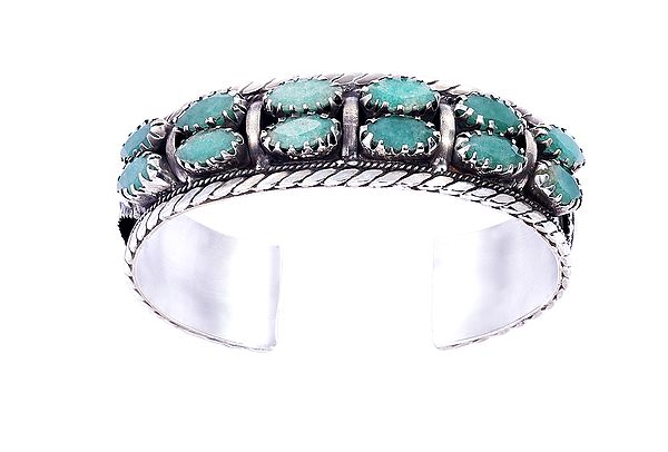 Sea-green Emerald Sterling Silver Bracelet
