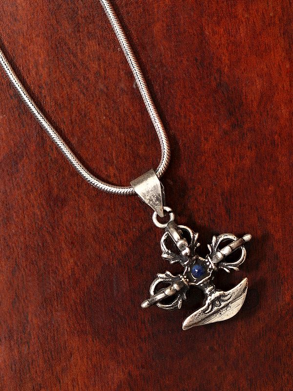 Tibetan Double Dorje Kartika Pendant - Sterling Silver