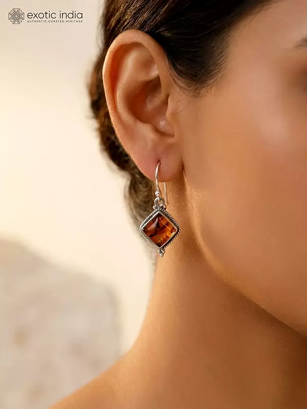 Kite Shape Baltic Amber Hook Earrings