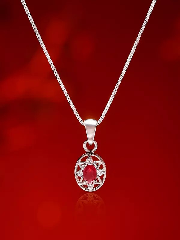 Octagon Star Shaped Ruby Pendant