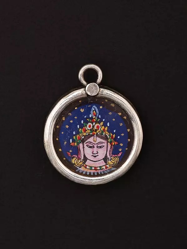 Round Shape Hand-Painted Bodhisattva Chenrezig Pendant
