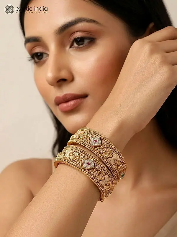 Designer Stone Studded Openable Pair of Bangles