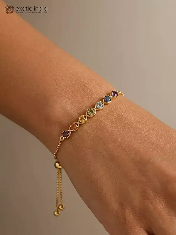Semi-Precious Multi Gemstone Adjustable Bracelet