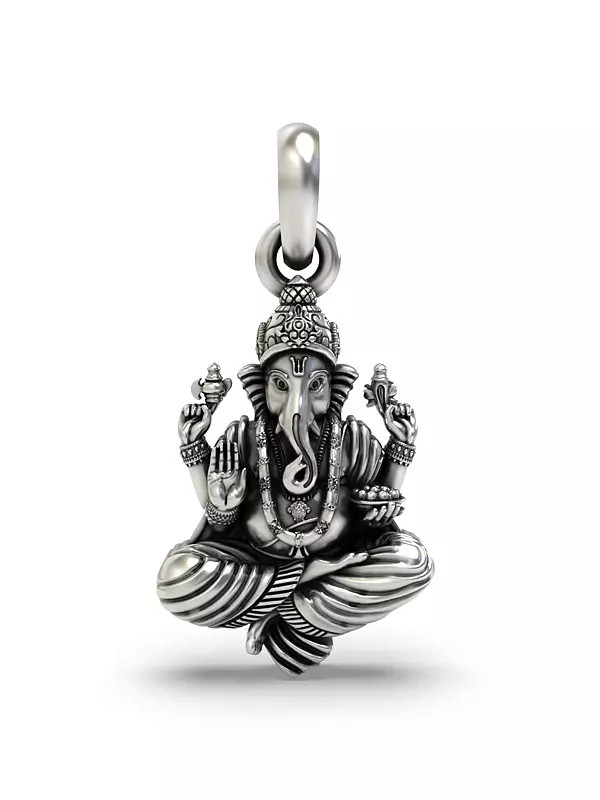 Sterling Silver Chaturbhuja Lord Ganesha Pendant