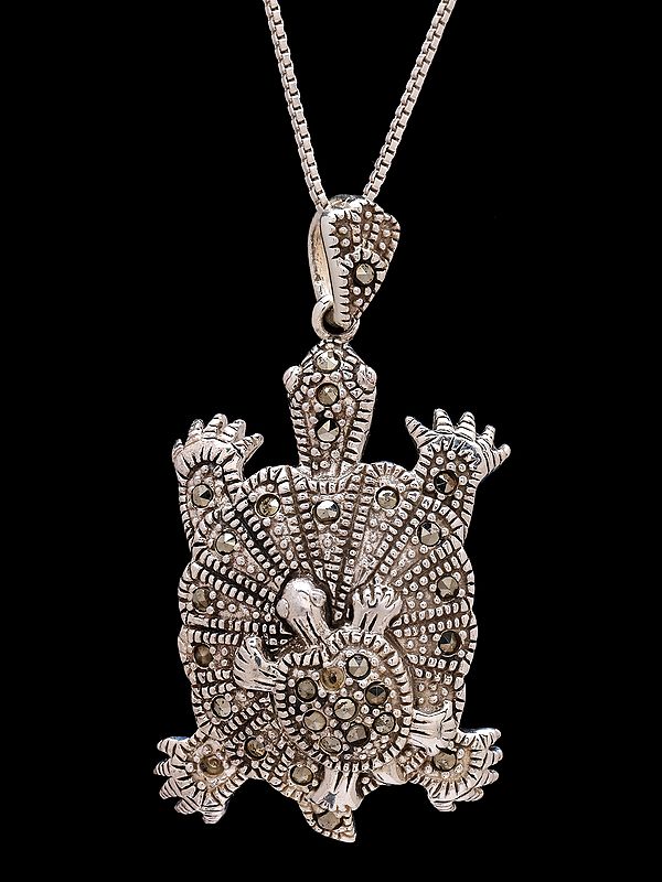 Sterling Silver Marcasite Turtle Pendant