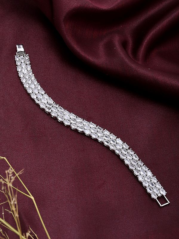 Oval Cut American-Diamond Tennis Bracelet