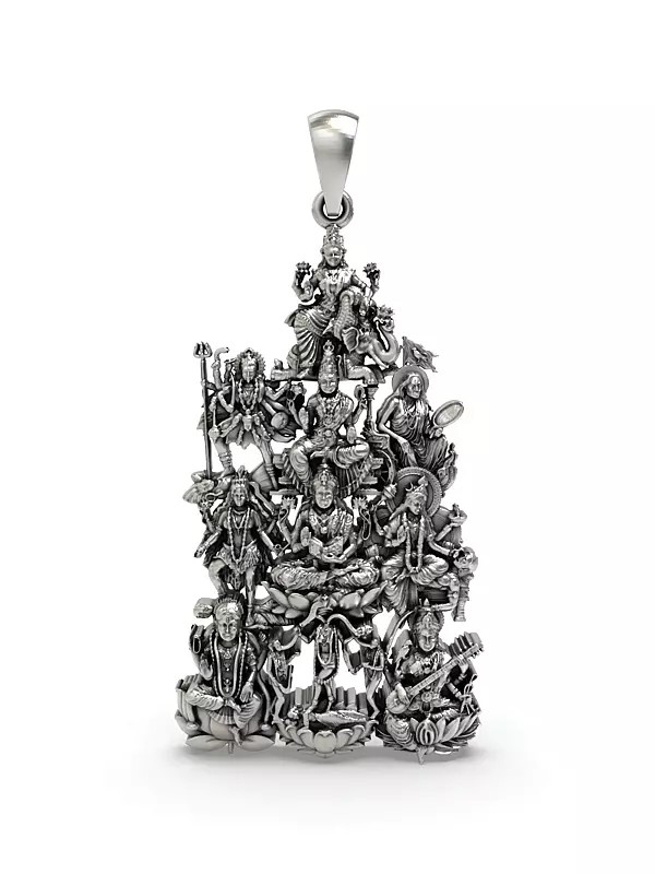 Dasamukha Sterling Silver Pendant | Goddess Durga Icon
