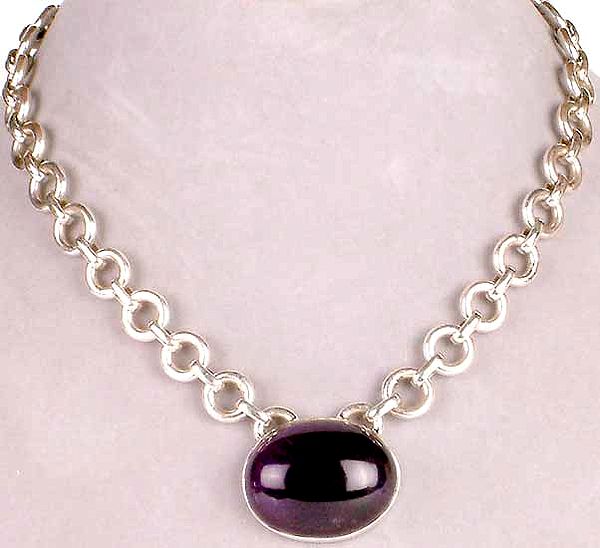 Link Necklace with Amethyst Oval