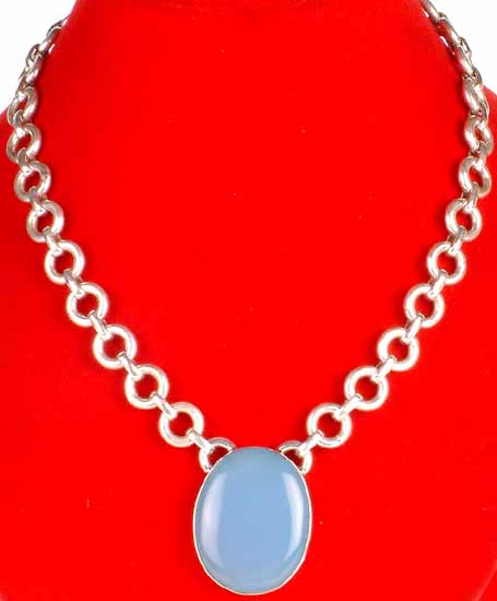 Link Necklace with Chalcedony Oval