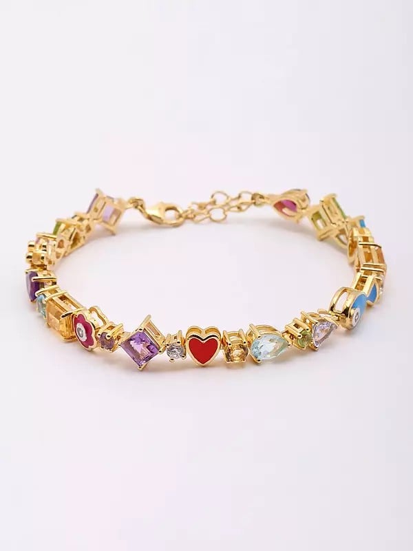 Multi Gemstone Bracelet with Lobster Lock