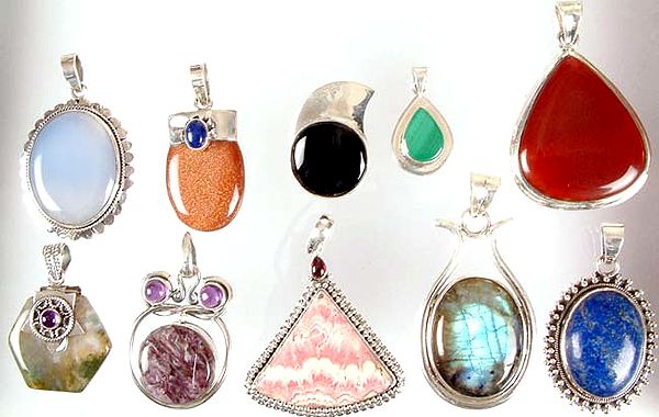 Lot of 10 Gemstone pendants