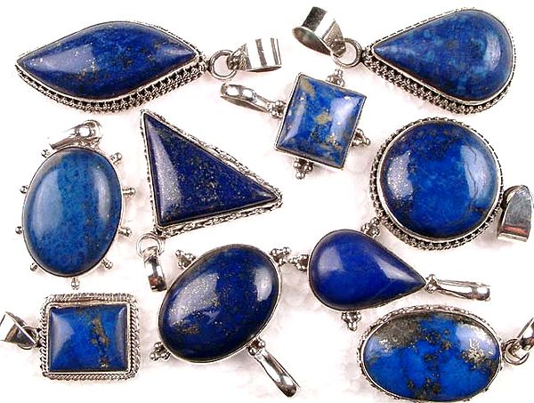 Lot of Ten Pendants of Lapis Lazuli