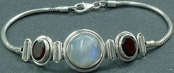 Moonstone Bracelet with Garnet