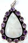 Moonstone Drop Pendant with Amethyst