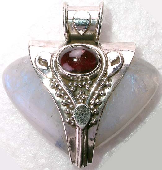 Moonstone Pendant with Garnet