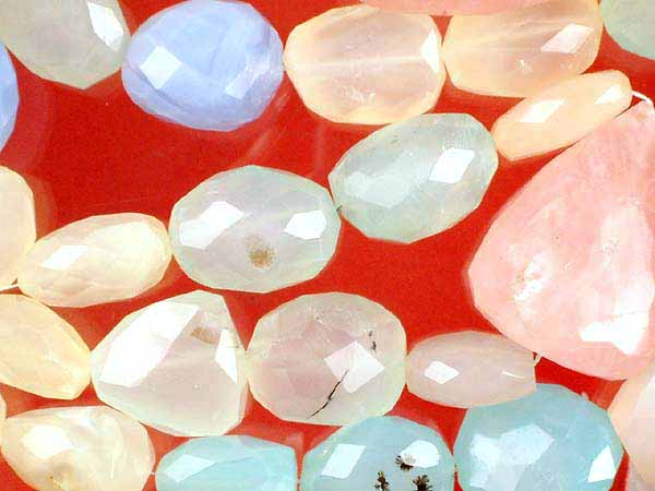 Multi Color Chalcedony Faceted Chunky Beads