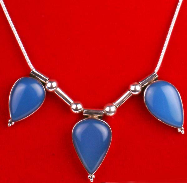 Necklace of Blue Chalcedony