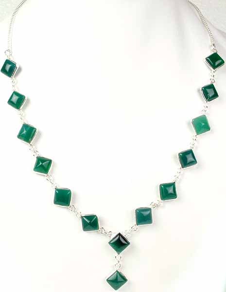 Necklace of Green Onyx Squares