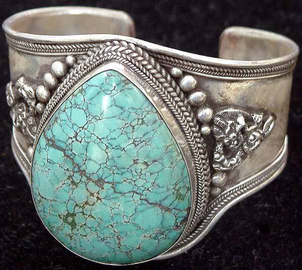 Nepalese Bracelet with Spider Web Turquoise