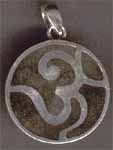 Om Pendant with Inlay of Black Onyx