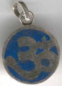 Om Pendant with Inlay of Lapis