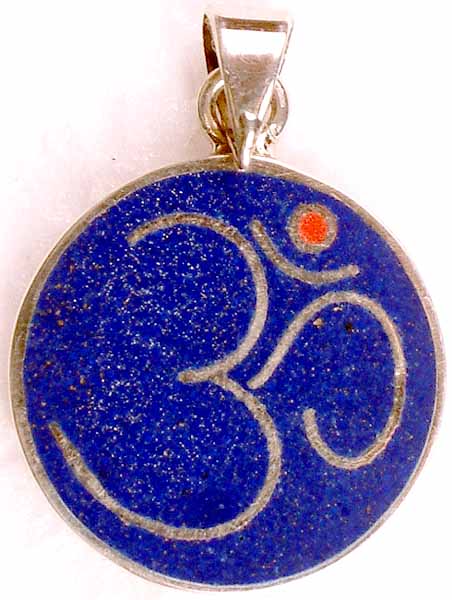 Om Pendant with Inlay of Lapis Lazuli