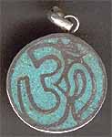Om Pendant with Inlay of Turquoise