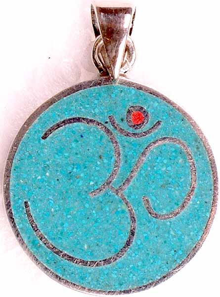 Om Pendant with Inlay of Turquoise
