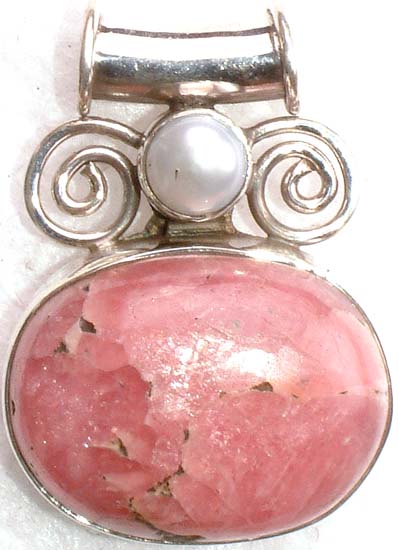 Pendant of Rhodonite with Pearl`