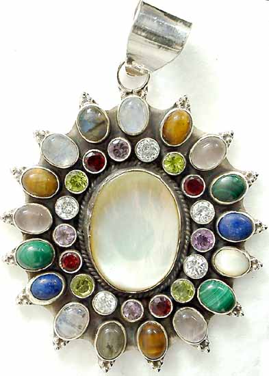 Pot Pourri Sun Pendant with Mother of Pearl