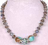 Rainbow Labradorite Necklace with Meenkari Bead
