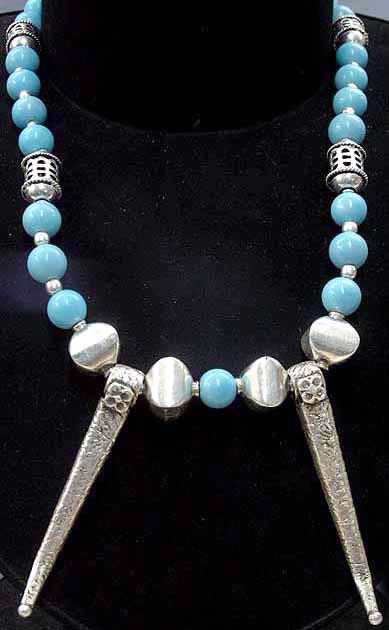 Robin's Egg Turquoise Necklace with Tiger Claws