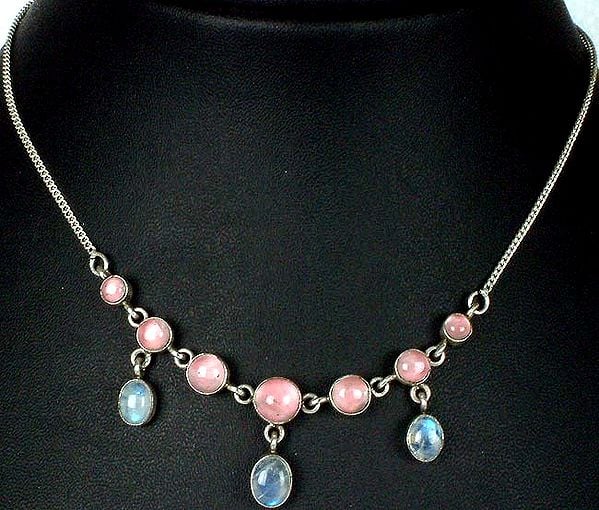 Rose Quartz Necklace with Moonstone