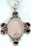 Rose Quartz Pendant with Garnet