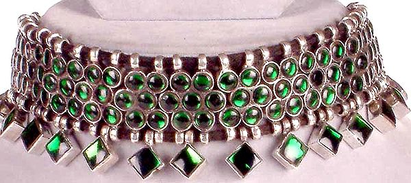 Silver Choker with Colored Glass